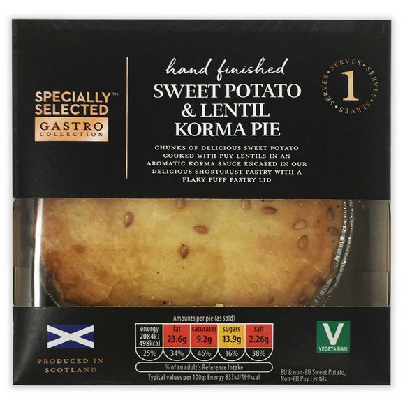 Specially Selected Gastro Sweet Potato & Lentil Korma Pie 250g