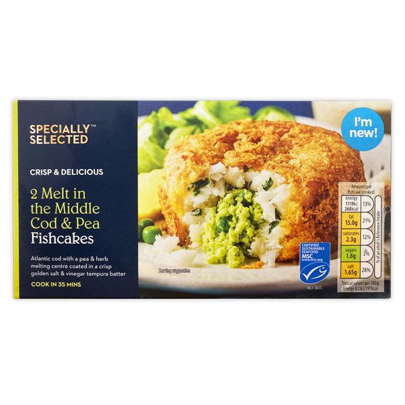 Specially Selected Melt In The Middle Cod & Pea Fishcakes 290g/2 Pack