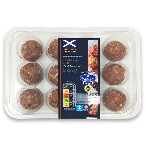 Specially Selected 12 Chipotle Chilli Beef Meatballs 340g