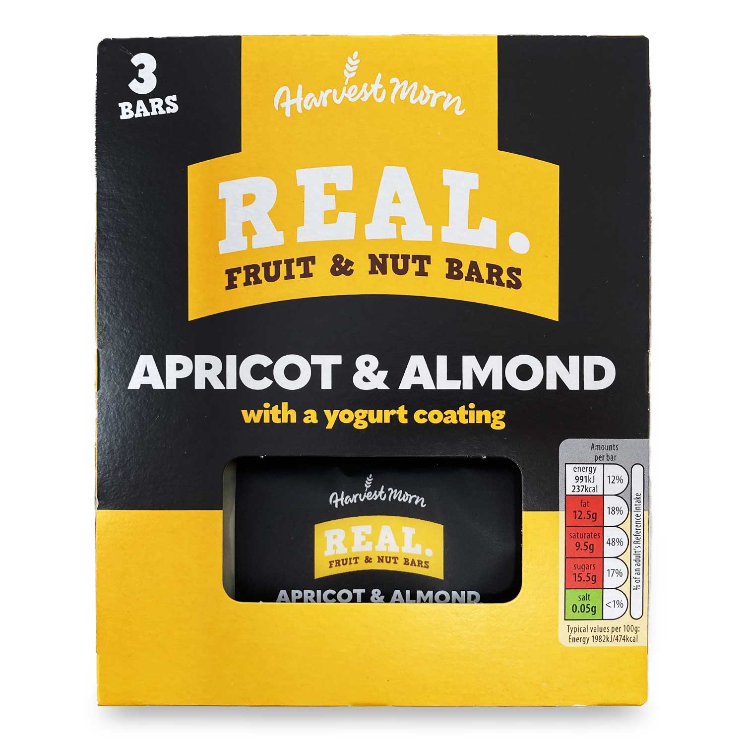 Harvest Morn Apricot & Almond Bar With A Yogurt Coating 3x50g