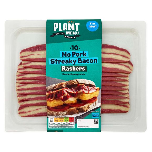 Plant Menu No Pork Streaky Bacon Rashers 180g/10 Pack