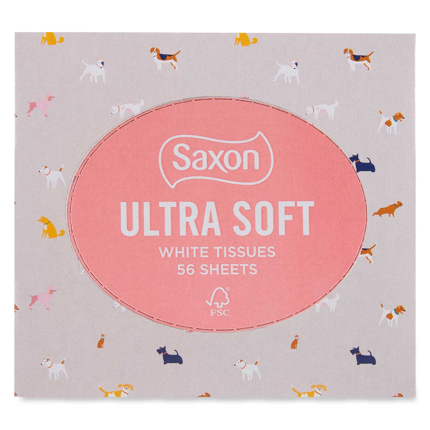 Saxon Ultra Soft White Tissues Summer Dogs Pattern 56 Pack