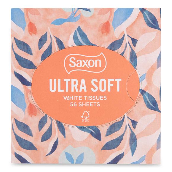 Saxon Ultra Soft White Tissues Pink Summer Leaves 56 Pack