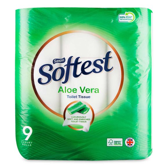 Saxon Softest Aloe Vera 3 Ply Toilet Tissue 9 Pack