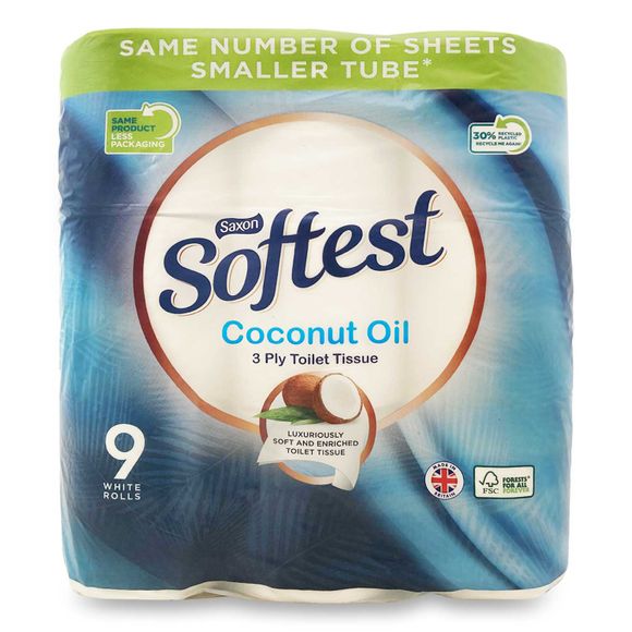 Saxon Coconut Oil 3 Ply Toilet Tissue 9 Pack