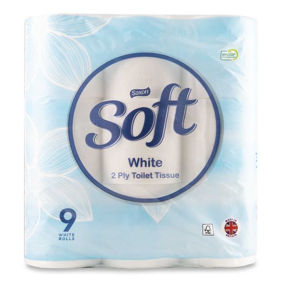 Saxon Soft White 2 Ply Toilet Tissue 9 Pack