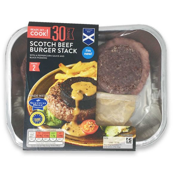 Ready, Set…Cook! Scotch Beef Burger Stack With A Peppercorn Sauce & Black Pudding 480g