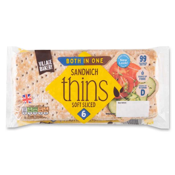 Village Bakery Both In One Sandwich Thins 6 Pack/ 4 Pack/6 Pack