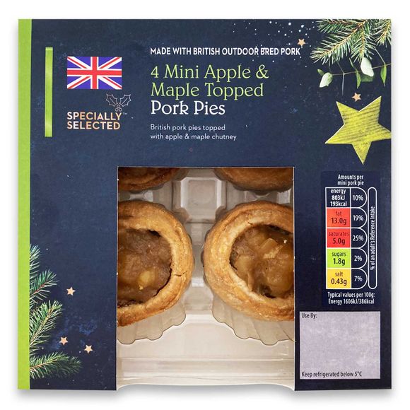 Specially Selected Mini Apple & Maple Topped Pork Pies 200g/4 Pack