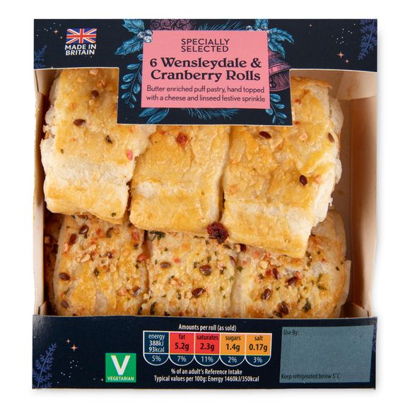 Specially Selected Wensleydale & Cranberry Rolls 160g/6 Pack