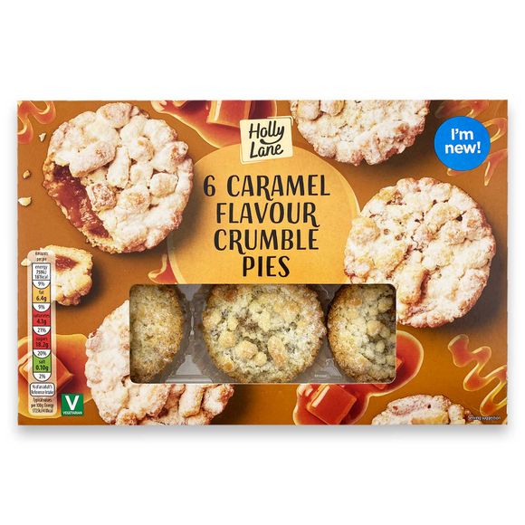 Holly Lane Caramel Flavour Crumble Pies 265g/6 Pack