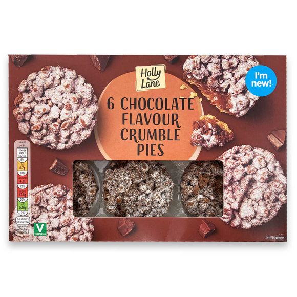 Holly Lane Chocolate Flavour Crumble Pies 265g/6 Pack