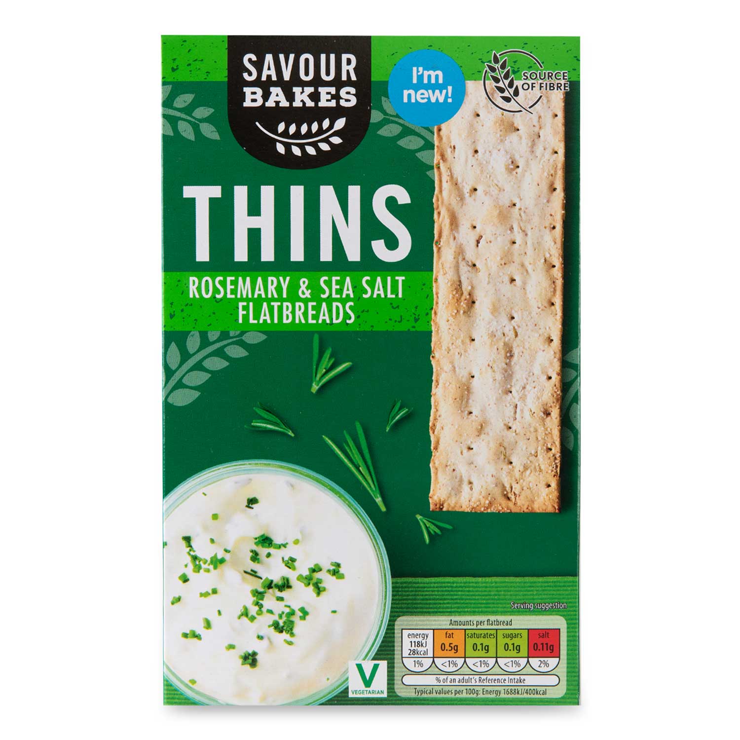 Savour Bakes Thins Rosemary & Sea Salt Flatbreads 125g