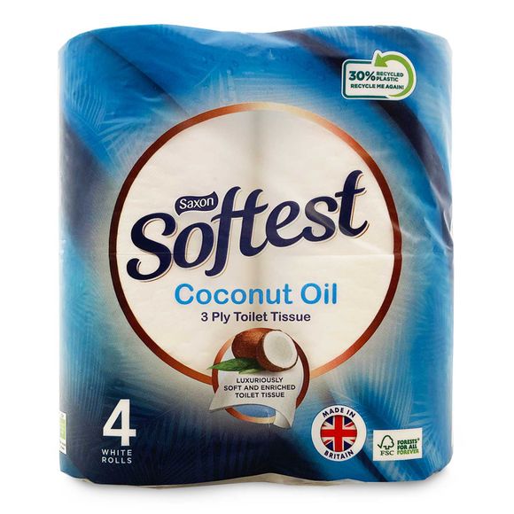 Saxon Coconut Oil 3 Ply Toilet Tissue 4 Pack