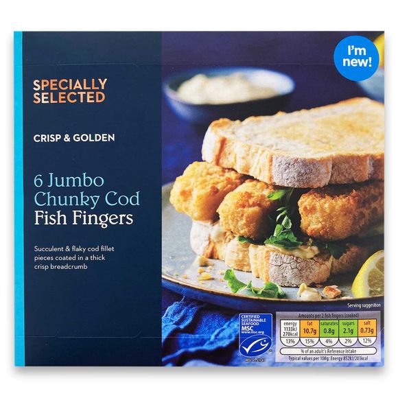 Specially Selected Jumbo Chunky Breaded Cod Fish Fingers 400g