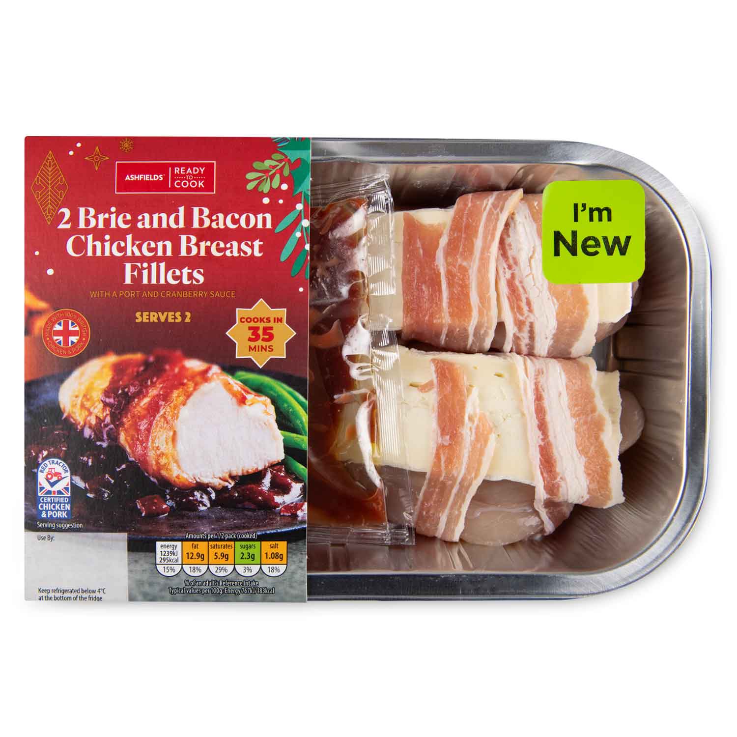 Ashfields Chicken Breast Fillets With Bacon, Brie & A Port & Cranberry Sauce 400g/2 Pack