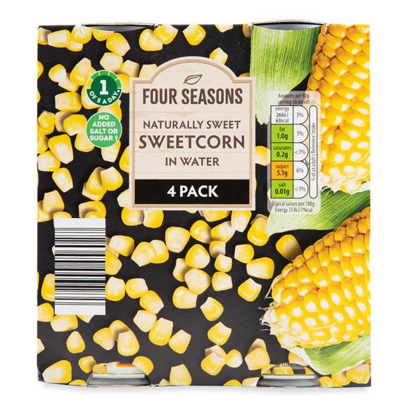 Four Seasons Sweetcorn In Water 4x150g (4x140g Drained)