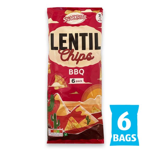 Snackrite BBQ Lentil Chips 6x15g