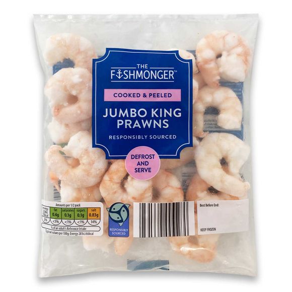 The Fishmonger Cooked & Peeled Jumbo King Prawns 165g