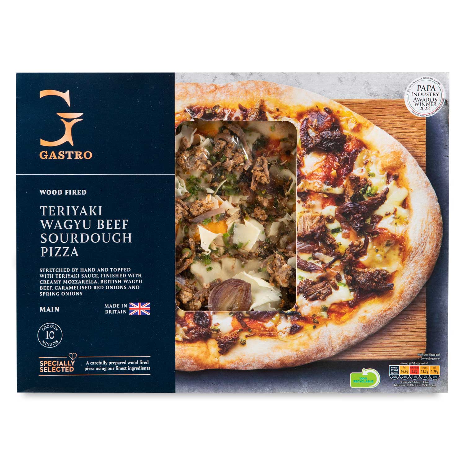 Specially Selected Gastro Teriyaki Wagyu Beef Sourdough Pizza 455g