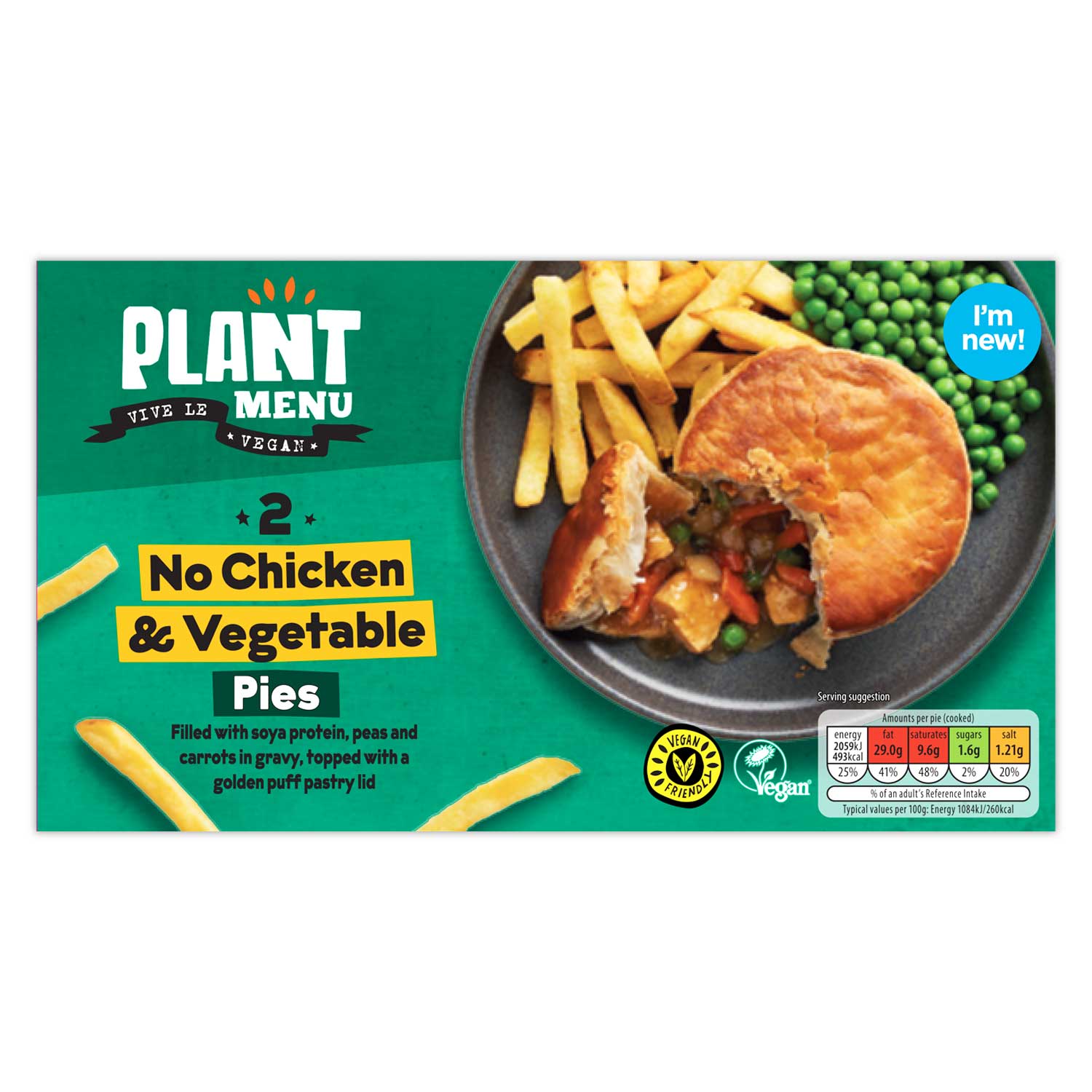 Plant Menu No Chicken & Vegetable Pies 2x200g