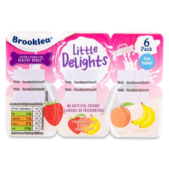 Brooklea Strawberry, Banana And Peach Flavoured Fromage Frais 6x47g