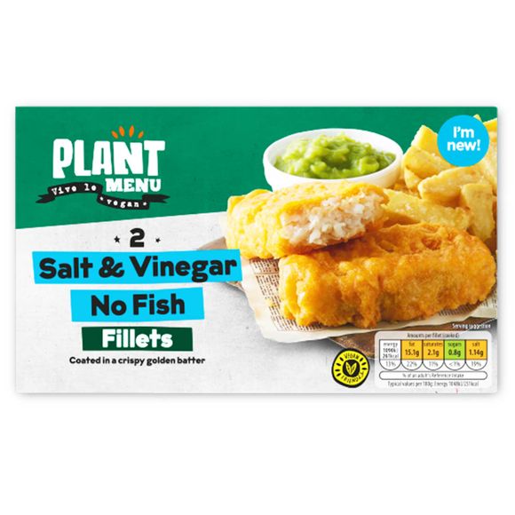 Plant Menu Salt & Vinegar No Fish Fillets 224g/2 Pack