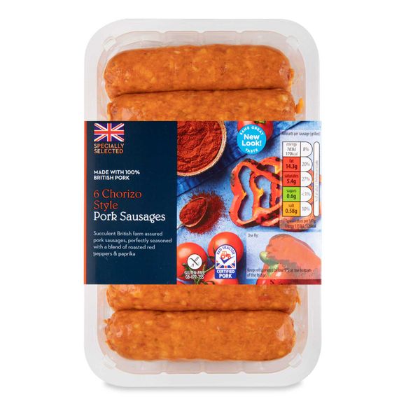 Specially Selected Pork Chorizo Style Pork Sausages 400g/6 Pack