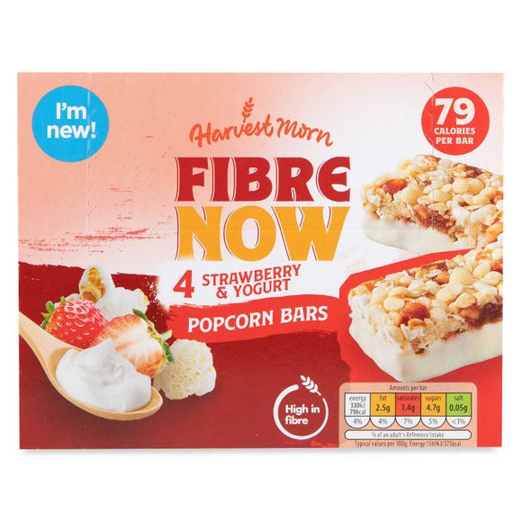 Harvest Morn Fibre Now 4 Strawberry & Yogurt Popcorn Bars 4x21g