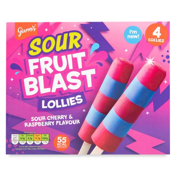 Gianni's Sour Fruit Blast Lollies 4x65ml