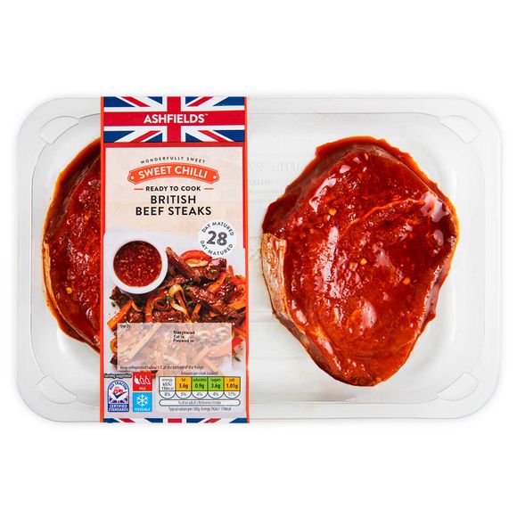 Ashfields 28 Day Matured Sweet Chilli British Beef Steaks 270g