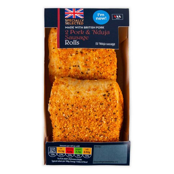 Specially Selected 2 Pork & 'Nduja Sausage Rolls 188g