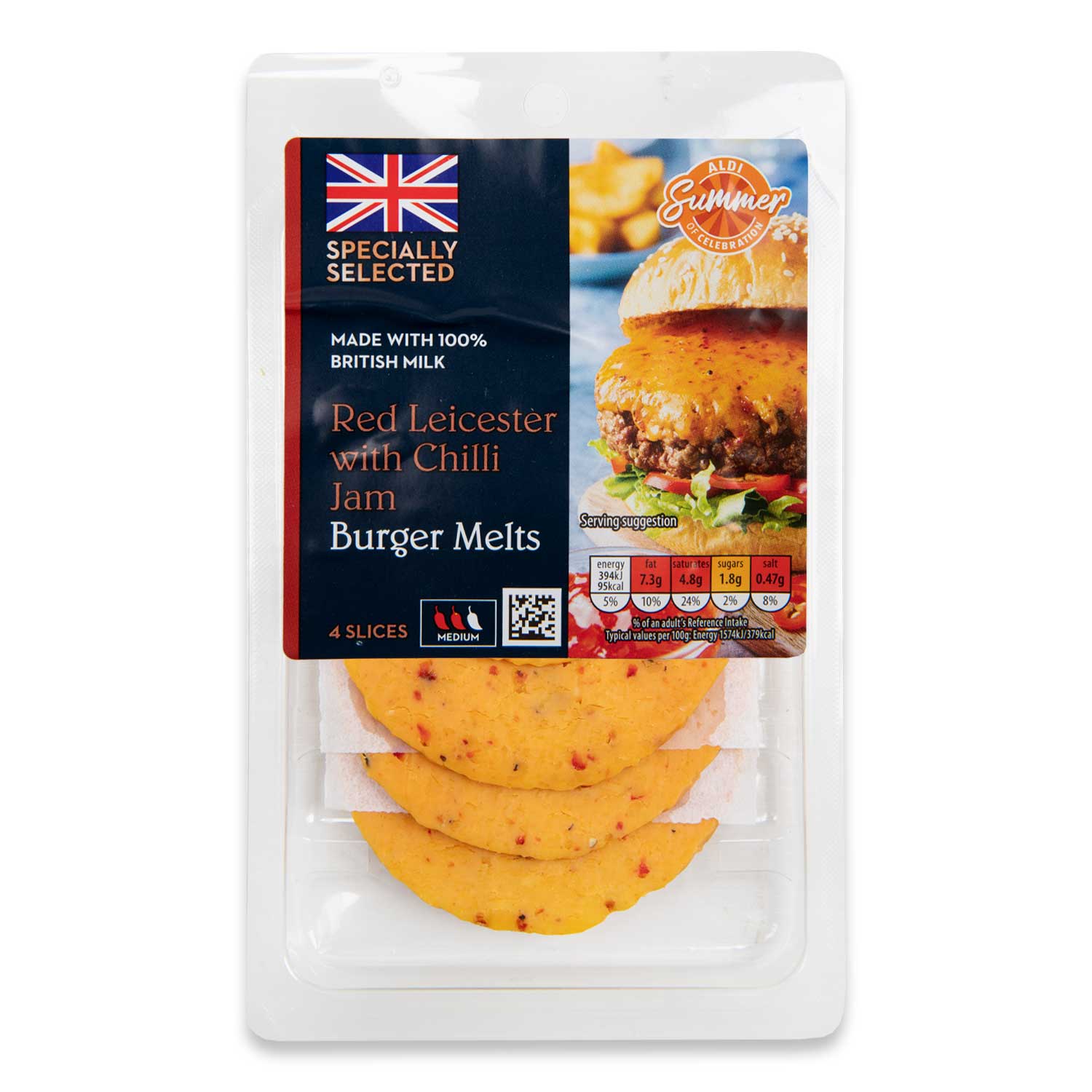 Specially Selected Red Leicester With Chilli Jam Burger Melts 100g