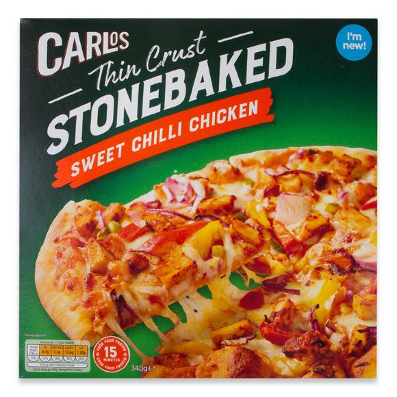 Carlos Thin Crust Stonebaked Sweet Chilli Chicken Pizza 340g