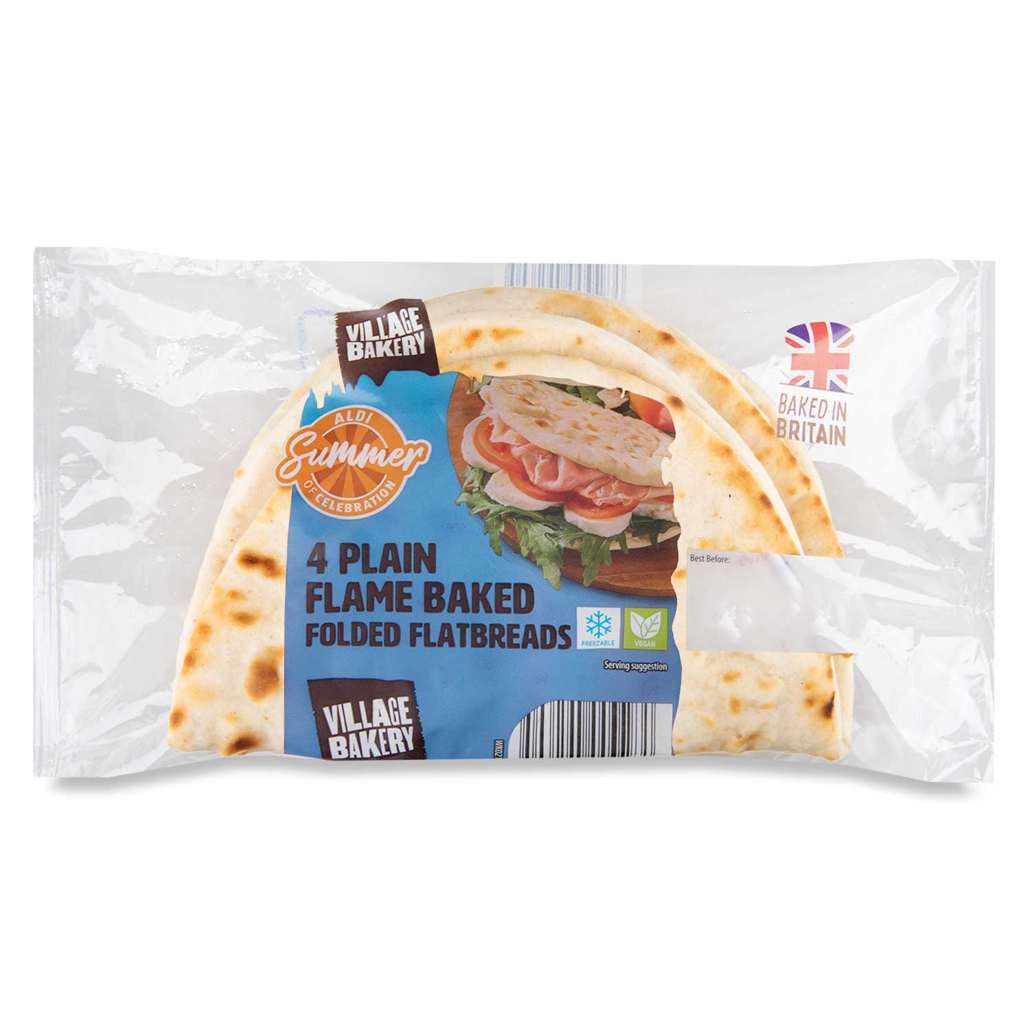 Village Bakery Plain Flame Baked Folded Flatbreads 4x85g