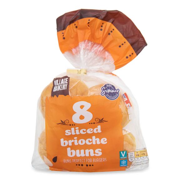 Village Bakery Sliced Brioche Burger Buns 8 Pack