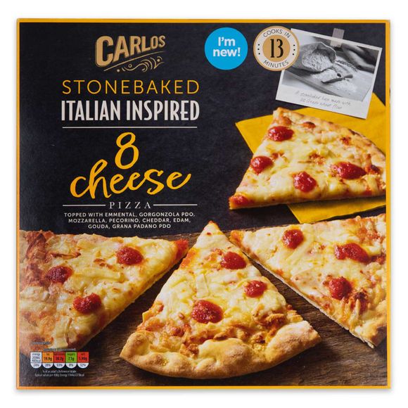 Carlos Premium Stonebaked 8 Cheese Pizza 381g