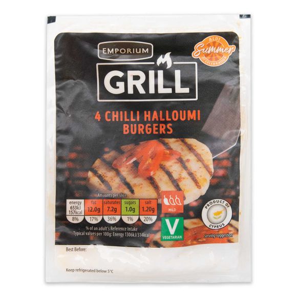 Emporium Grill Chilli Halloumi Burgers 200g/4 Pack