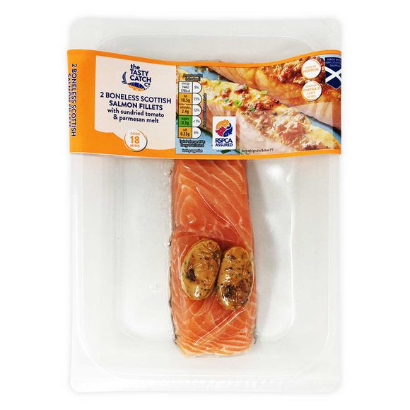 The Tasty Catch Co. Boneless Scottish Salmon Fillets With Sundried Tomato & Parmesan Melt 220g/2 Pack