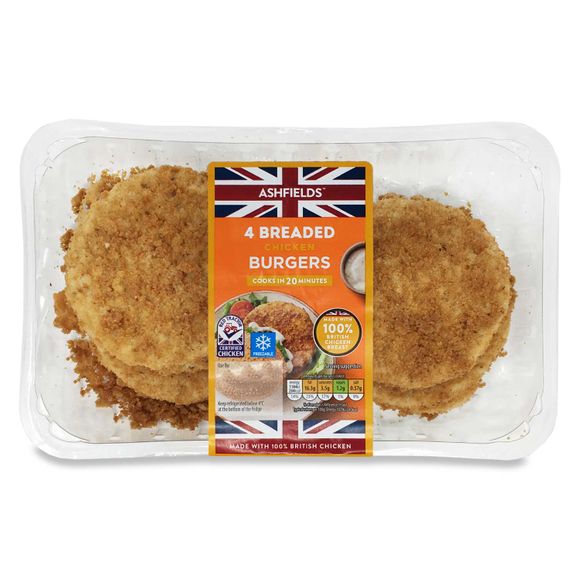 Ashfields Breaded Chicken Burgers 454g/4 Pack