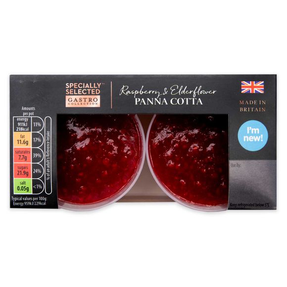 Specially Selected Gastro Raspberry & Elderflower Layered Panna Cotta Dessert Pots 2x95g