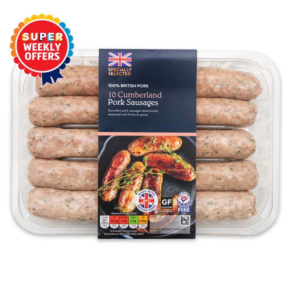 Specially Selected Cumberland Pork Sausages 667g/10 Pack