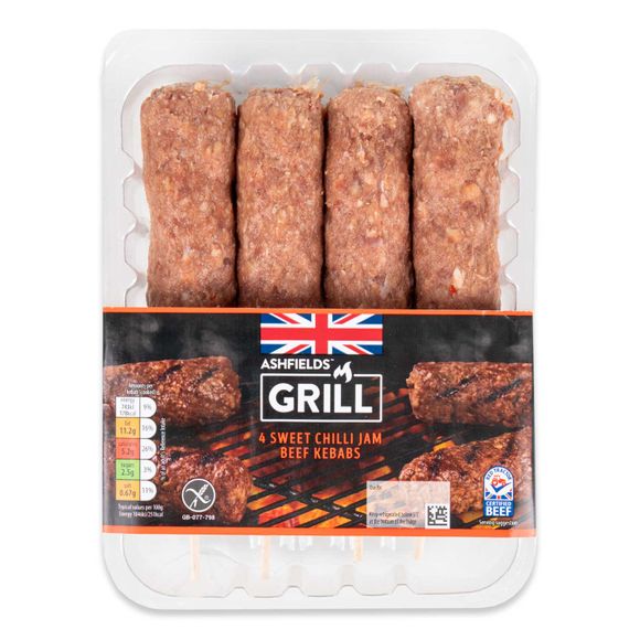 Ashfields Grill Sweet Chilli Jam Beef Kebabs 400g