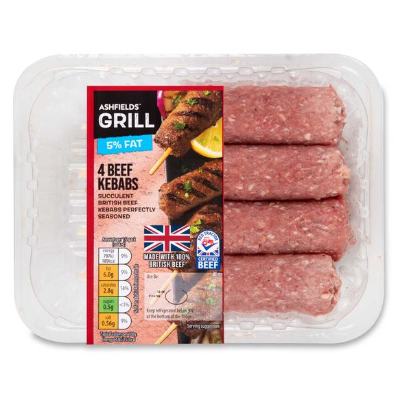 Ashfields Grill 5% Fat Beef Kebabs 320g/4 Pack