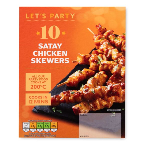 Let's Party Satay Chicken Skewers 180g/10 Pack