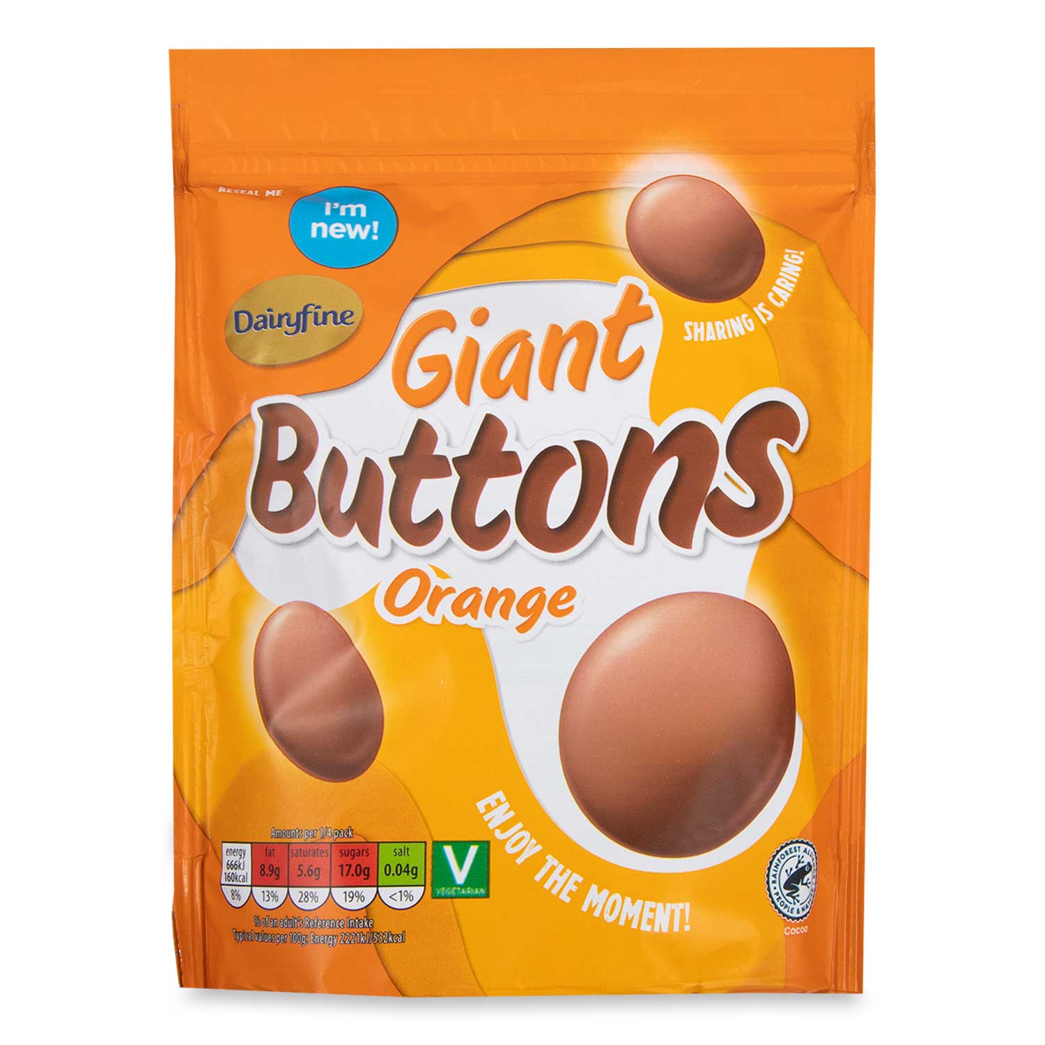 Dairyfine Giant Chocolate Buttons Orange 120g