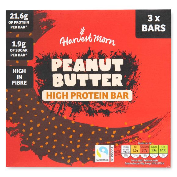 Harvest Morn Peanut Butter Flavour High Protein Bar 3x60g