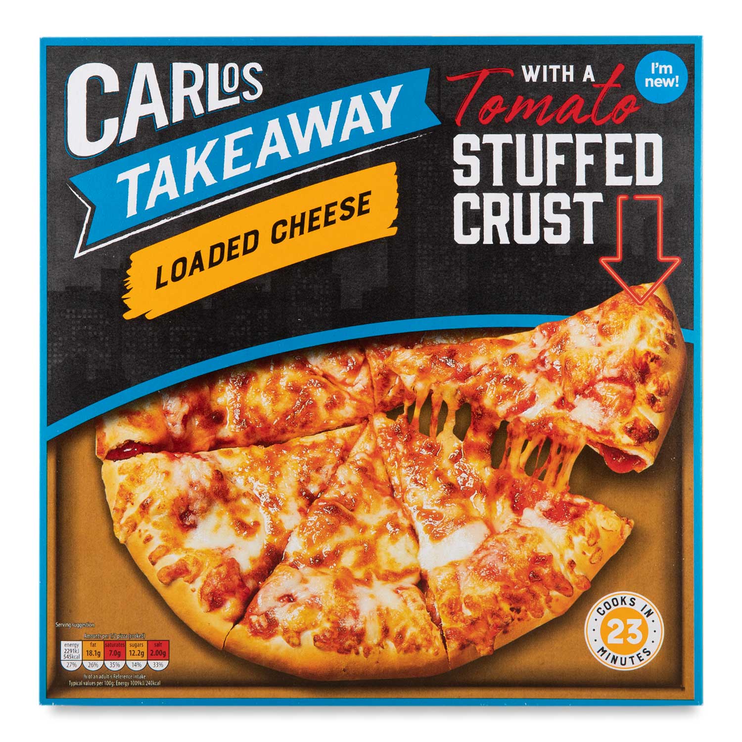 Carlos Takeaway Loaded Cheese Pizza With A Tomato Stuffed Crust 480g