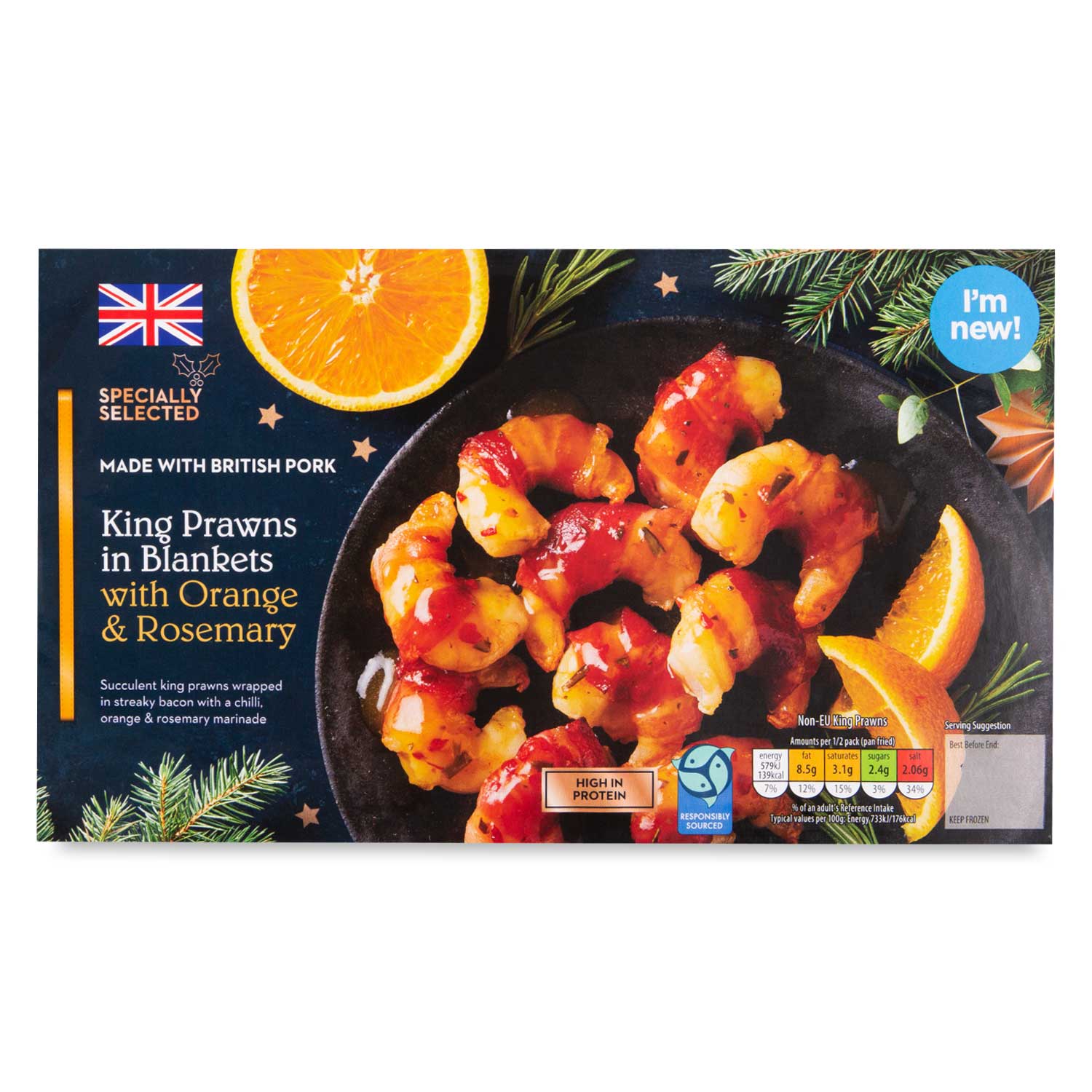 Specially Selected King Prawns In Blankets With Orange & Rosemary 200g