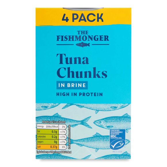 The Fishmonger Tuna Chunks In Brine 4x145g (4x102g Drained)